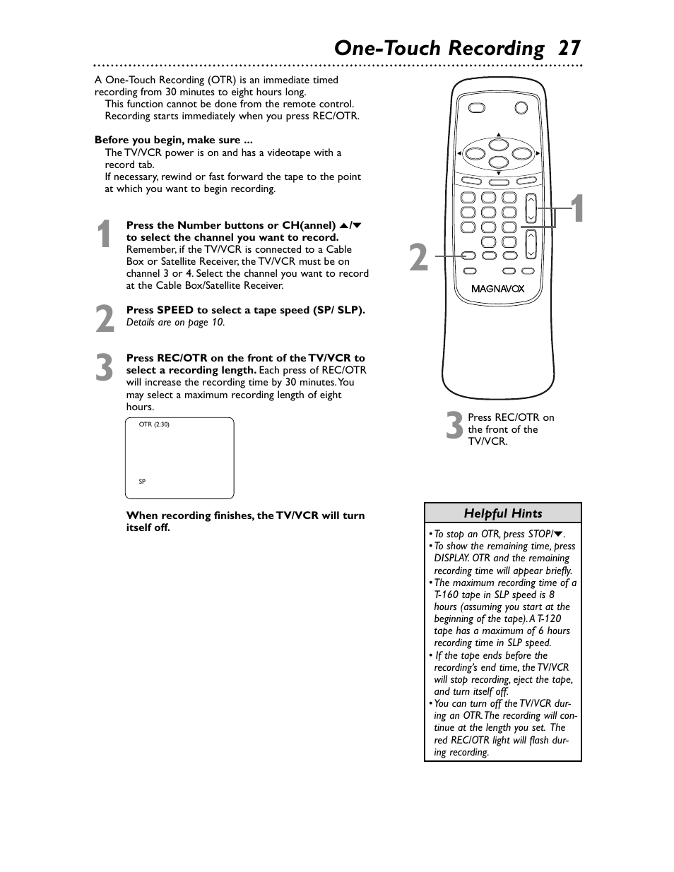 One-touch recording 27 | Philips Magnavox MC132EMG/17 User Manual | Page 27 / 44