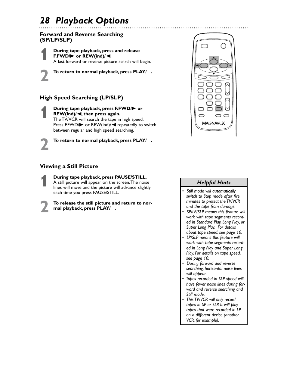 28 playback options | Philips Magnavox MC132EMG/17 User Manual | Page 28 / 44