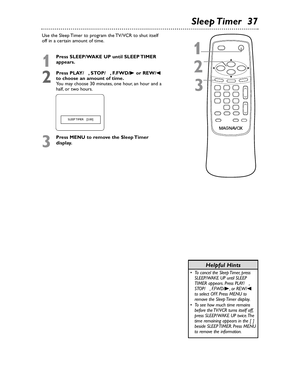 Sleep timer 37 | Philips Magnavox MC132EMG/17 User Manual | Page 37 / 44