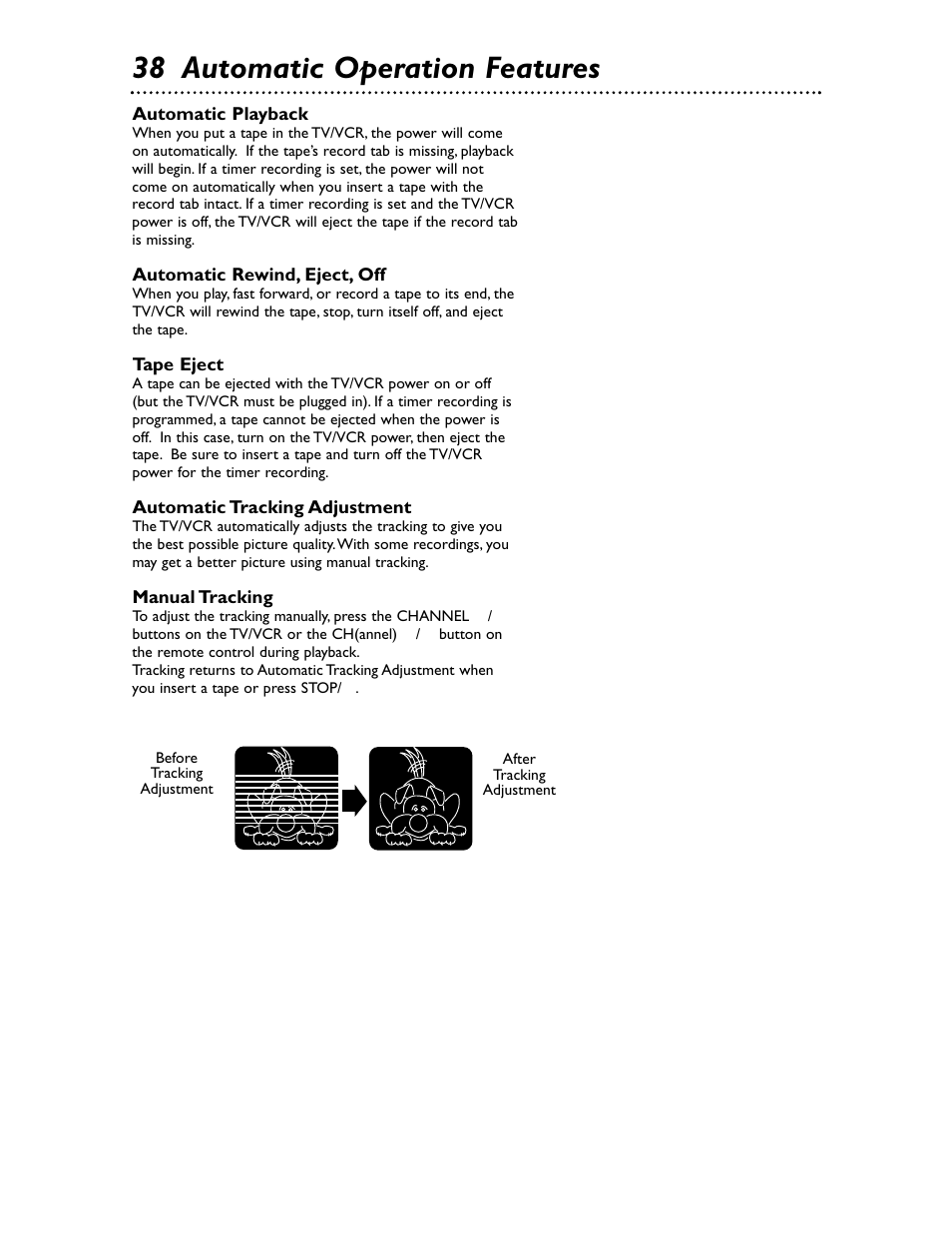 38 automatic operation features | Philips Magnavox MC132EMG/17 User Manual | Page 38 / 44