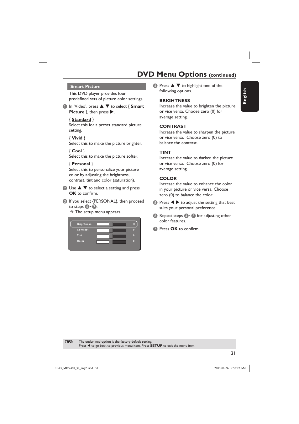 Dvd menu options | Philips Magnavox MDV460 User Manual | Page 31 / 43