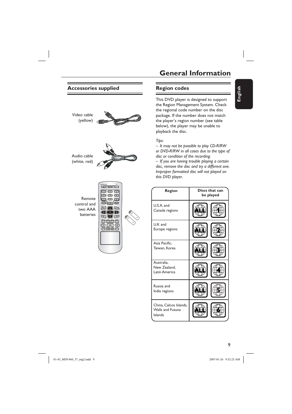 General information | Philips Magnavox MDV460 User Manual | Page 9 / 43