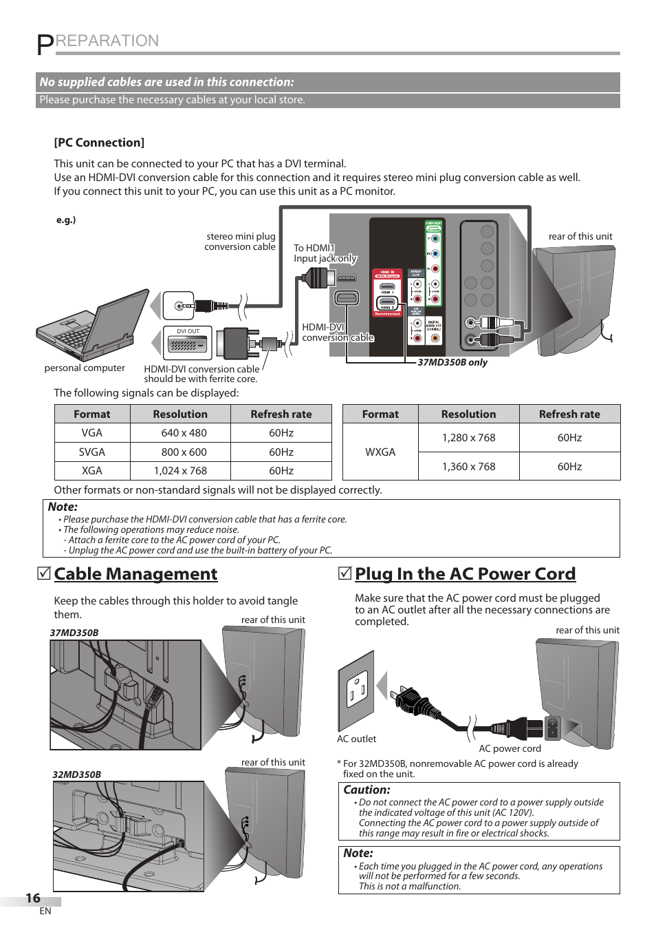 Cable management, Reparation, 5cable5management | Philips Magnavox 32MD350B User Manual | Page 16 / 57