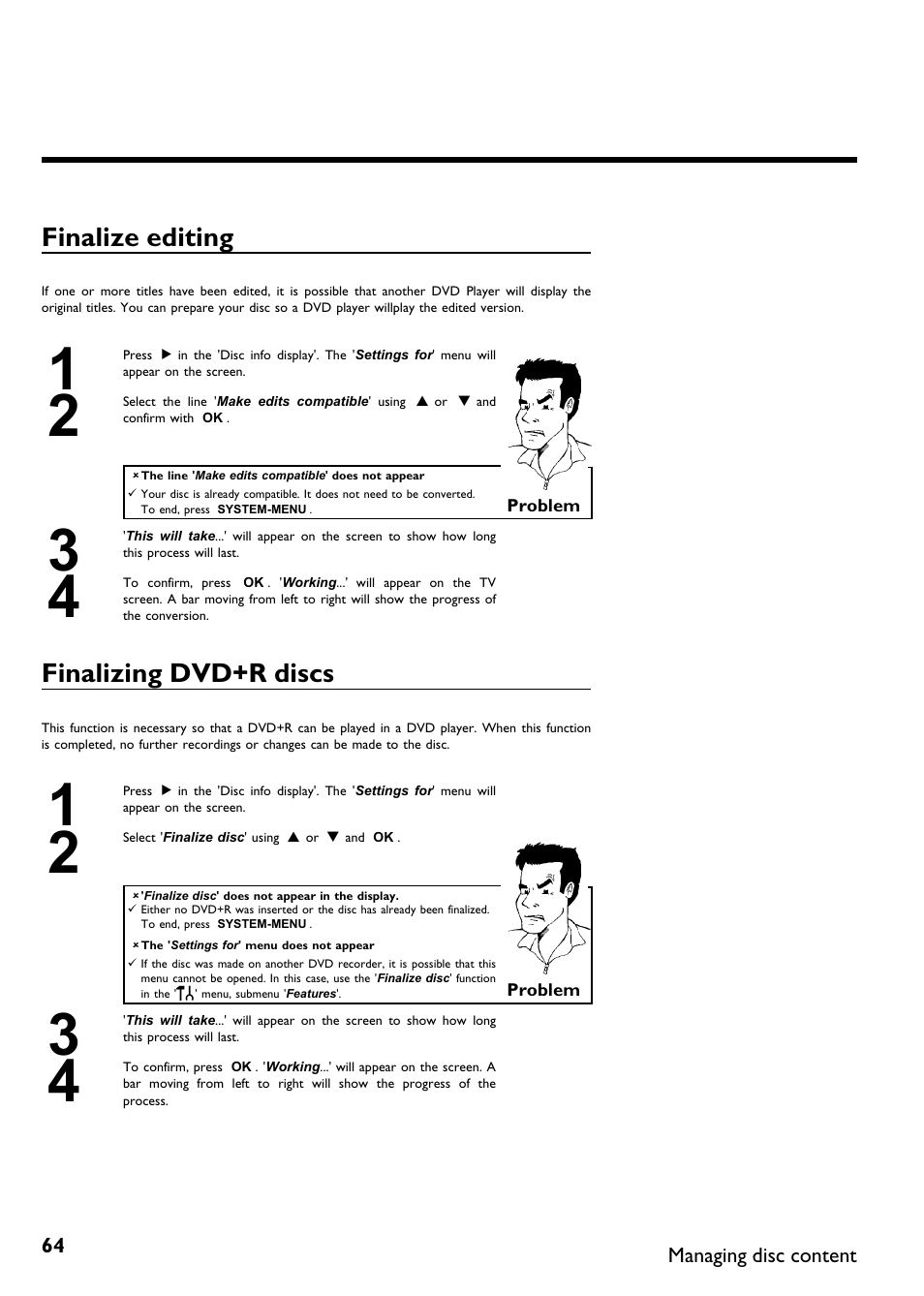 Finalize editing, Finalizing dvd+r discs | Philips Magnavox MDV650R User Manual | Page 66 / 88