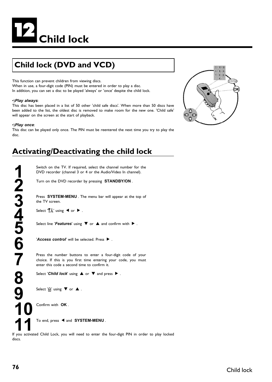 Child lock | Philips Magnavox MDV650R User Manual | Page 78 / 88