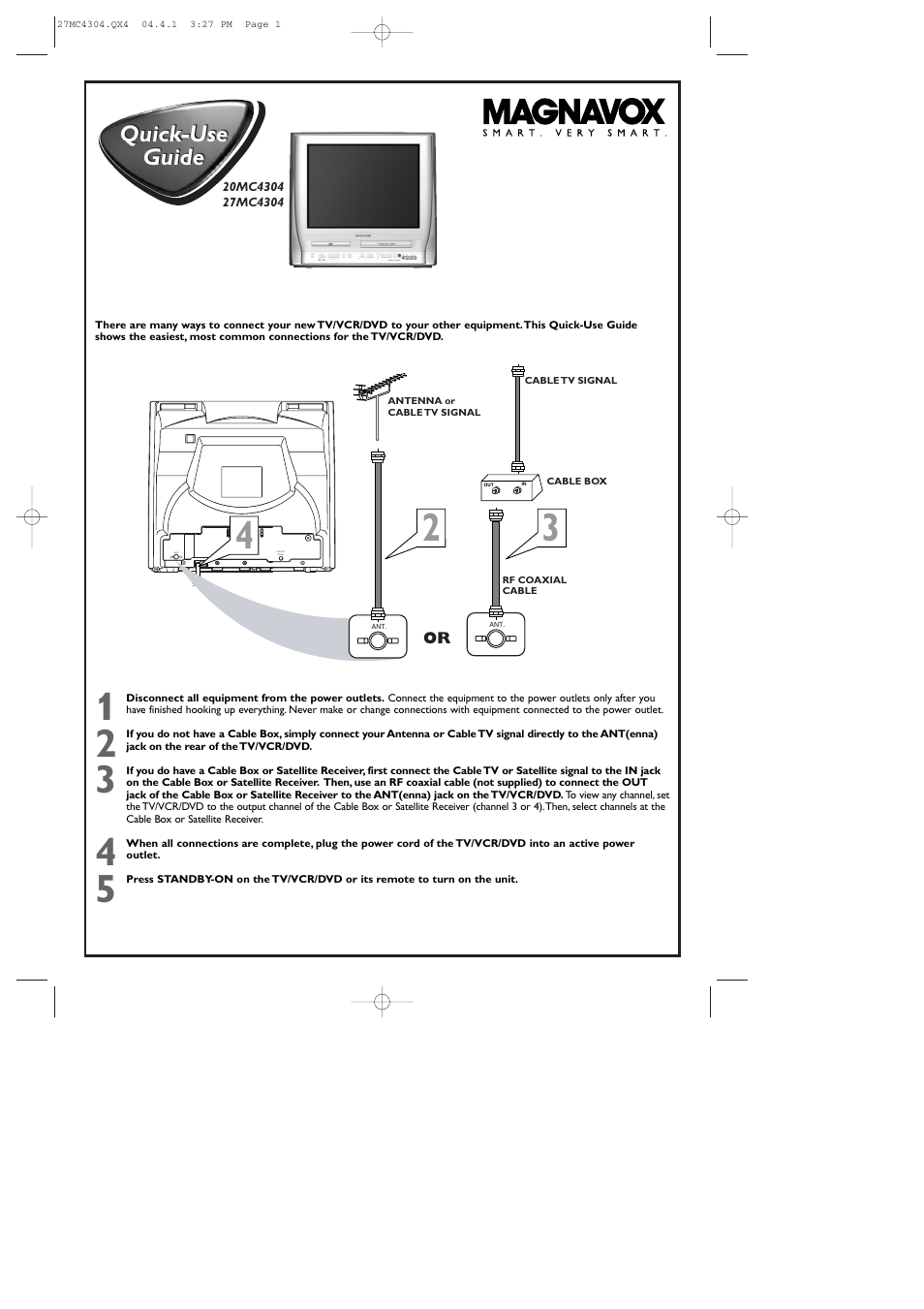 Philips Magnavox 20MC4304 User Manual | 4 pages