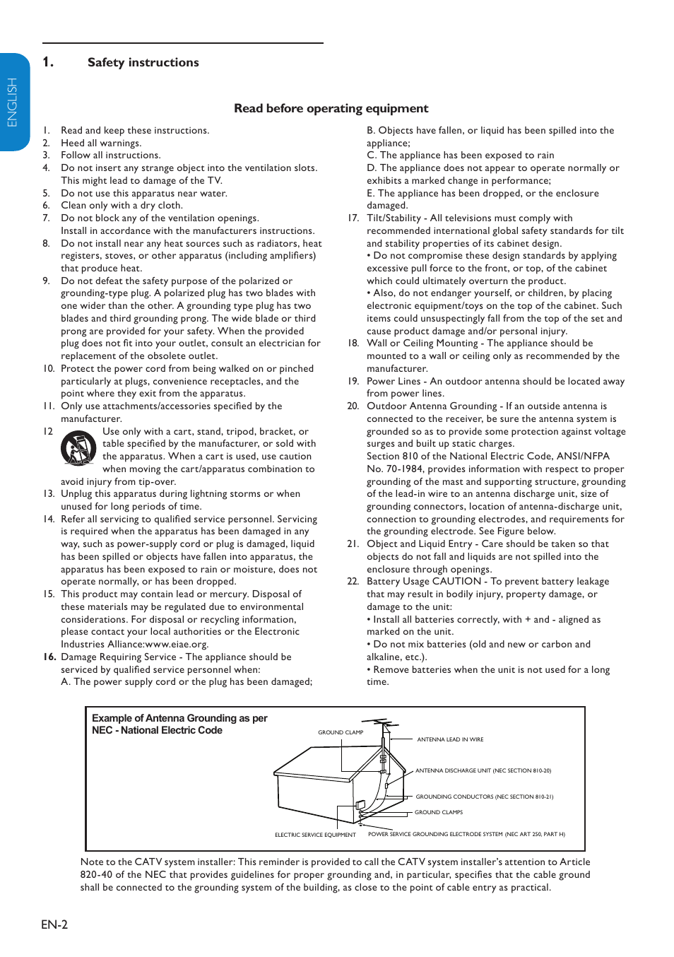 Read before operating equipment | Philips Magnavox 19MF338B User Manual | Page 3 / 35