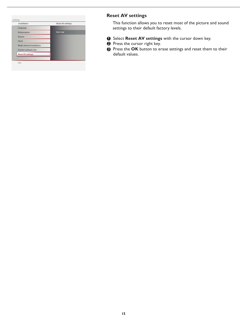 Reset av settings | Philips Magnavox 37MF437B User Manual | Page 22 / 43