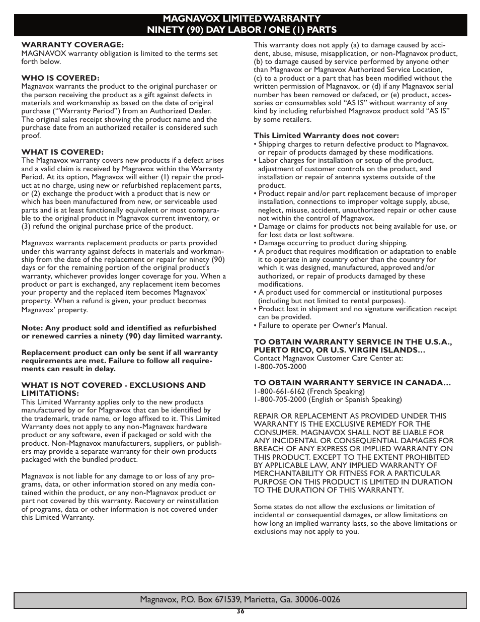 Philips Magnavox 37MF437B User Manual | Page 43 / 43