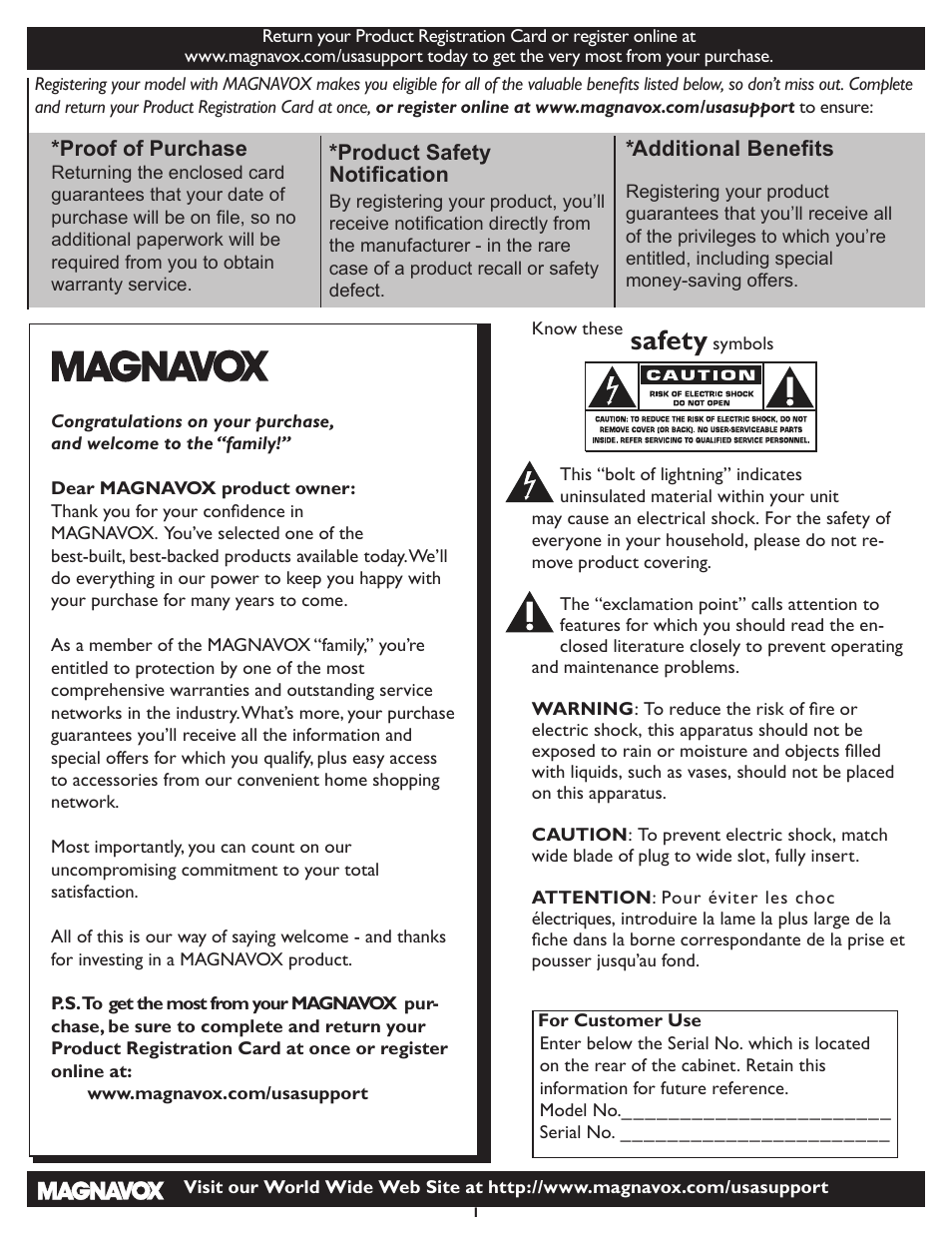 Safety | Philips Magnavox 37MF437B User Manual | Page 8 / 43