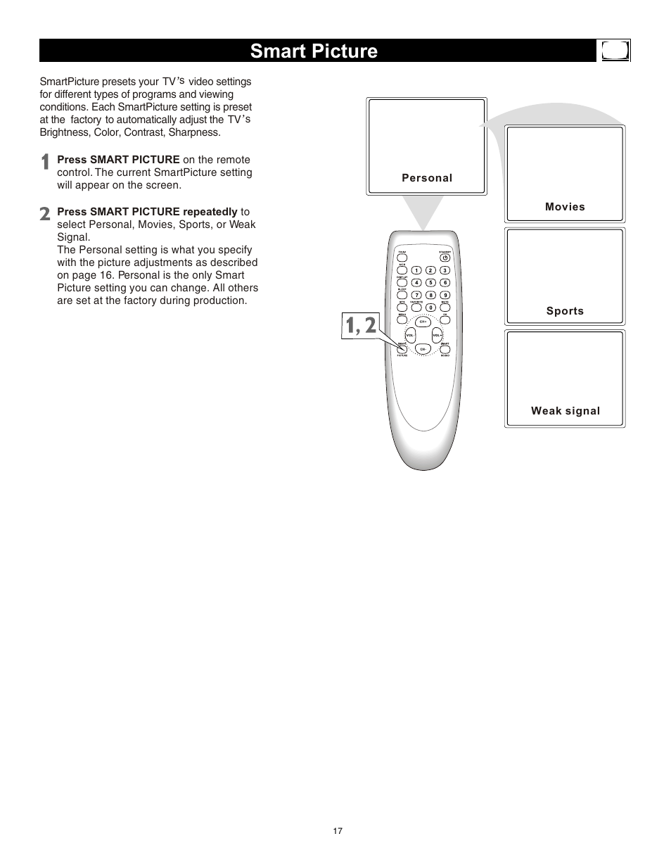 Т³гж 16, Smart picture | Philips Magnavox 20MS3442/17 User Manual | Page 17 / 36