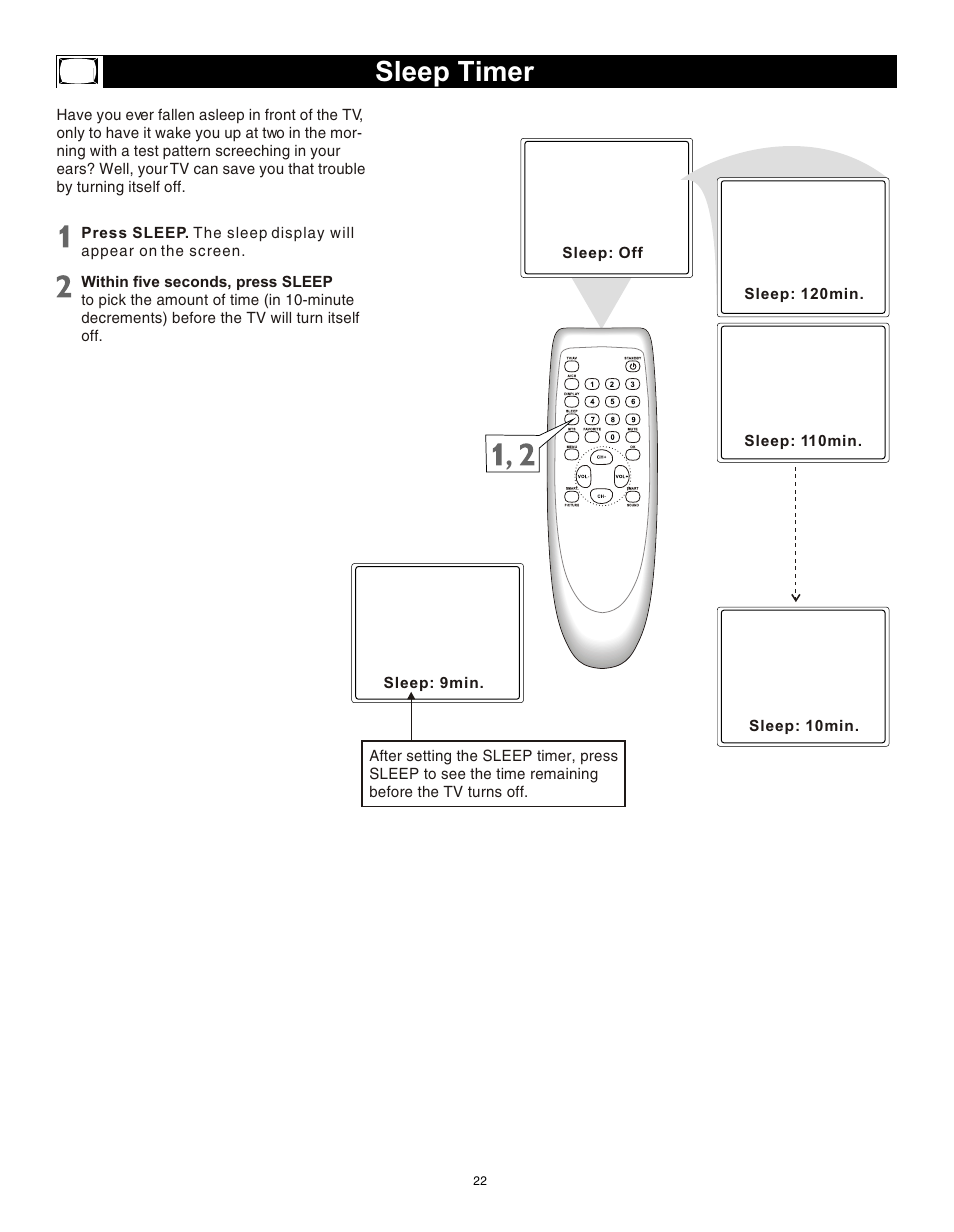 Т³гж 21, Sleep timer | Philips Magnavox 20MS3442/17 User Manual | Page 22 / 36