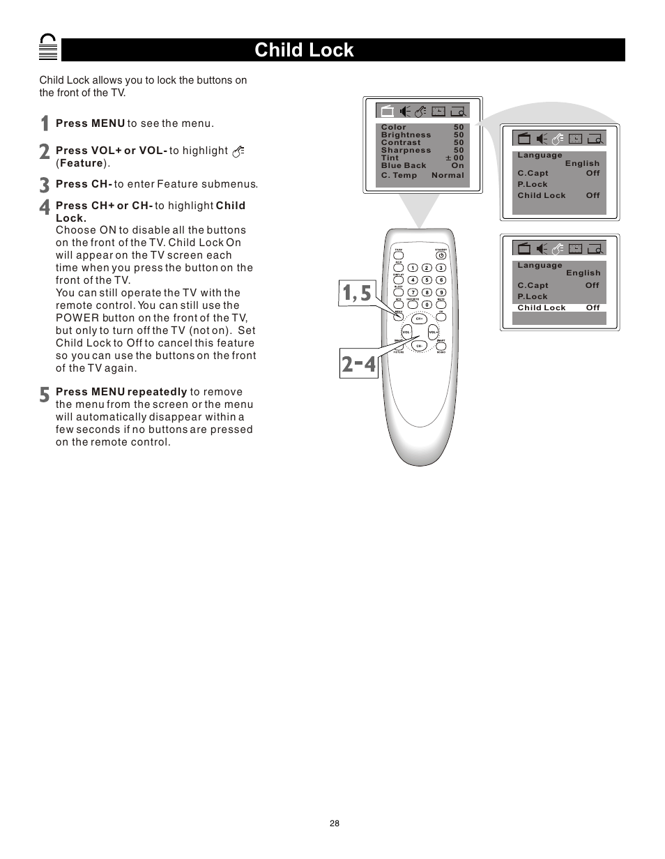 Т³гж 27, Child lock | Philips Magnavox 20MS3442/17 User Manual | Page 28 / 36