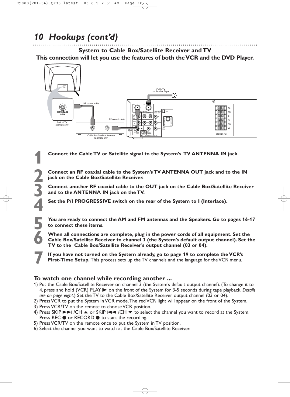 10 hookups (cont’d) | Philips Magnavox MRD500VR User Manual | Page 10 / 84