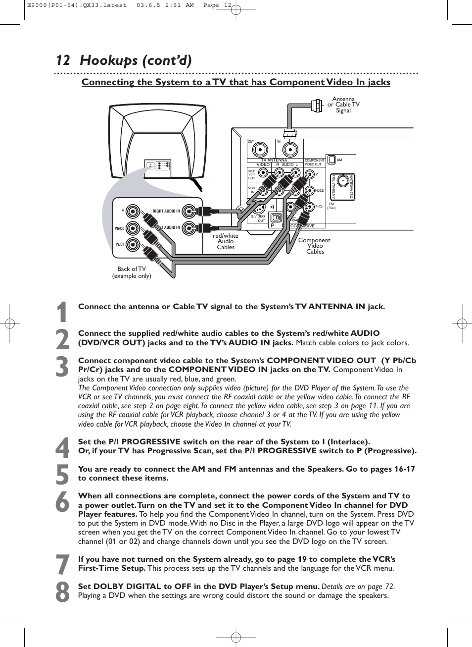 12 hookups (cont’d) | Philips Magnavox MRD500VR User Manual | Page 12 / 84