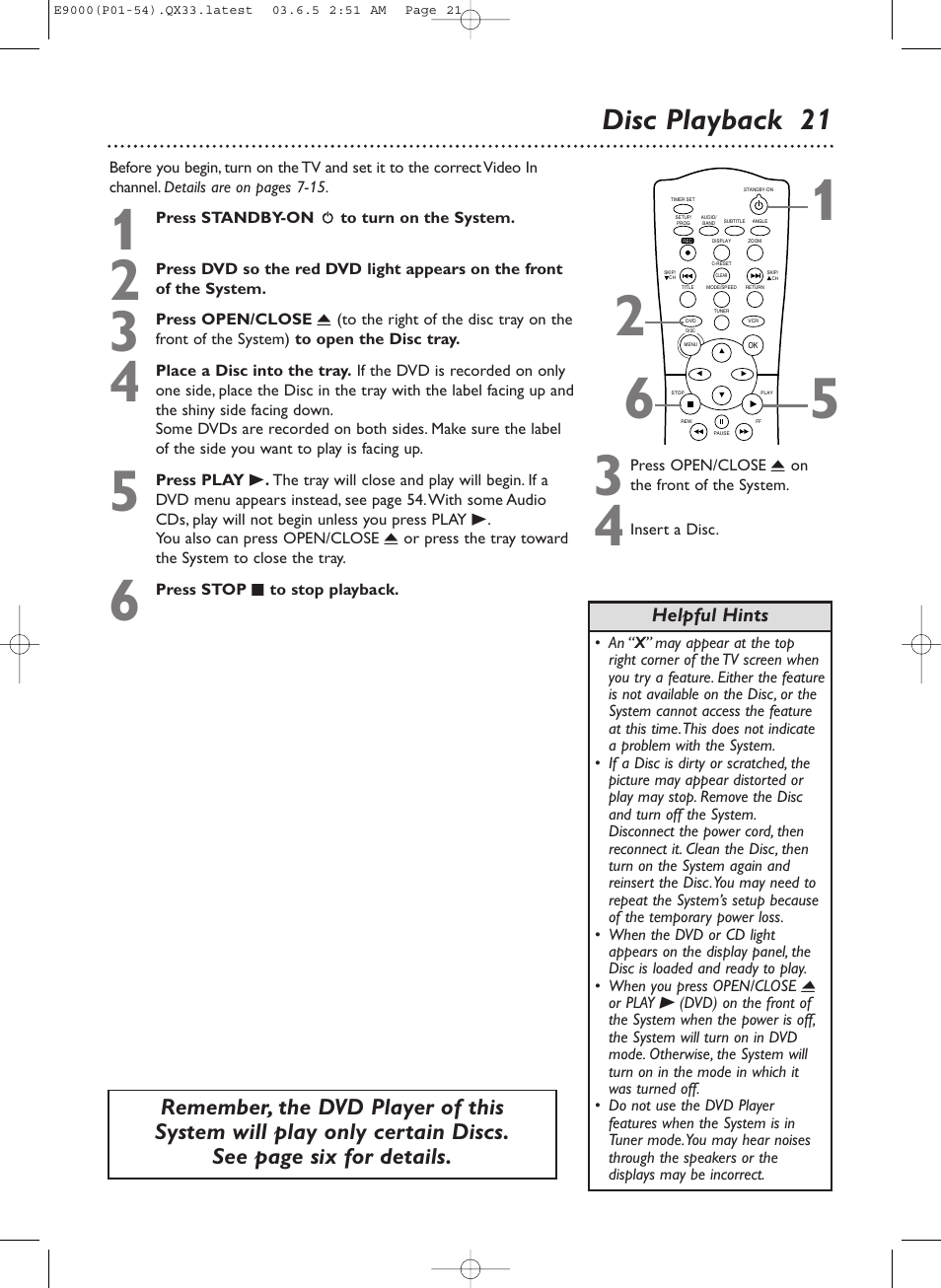 Disc playback 21 | Philips Magnavox MRD500VR User Manual | Page 21 / 84