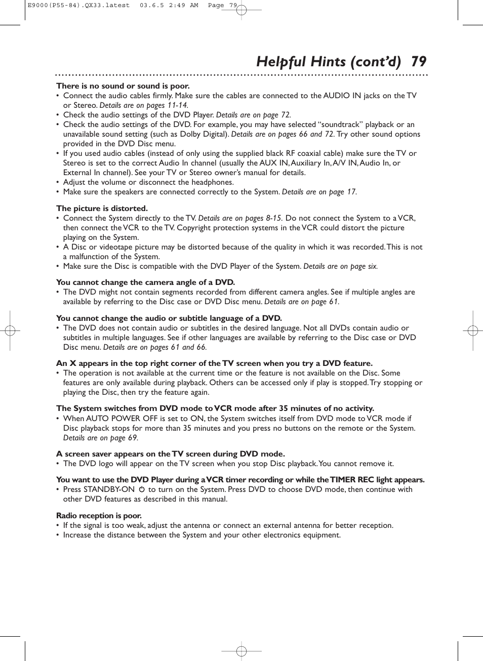 Helpful hints (cont’d) 79 | Philips Magnavox MRD500VR User Manual | Page 79 / 84