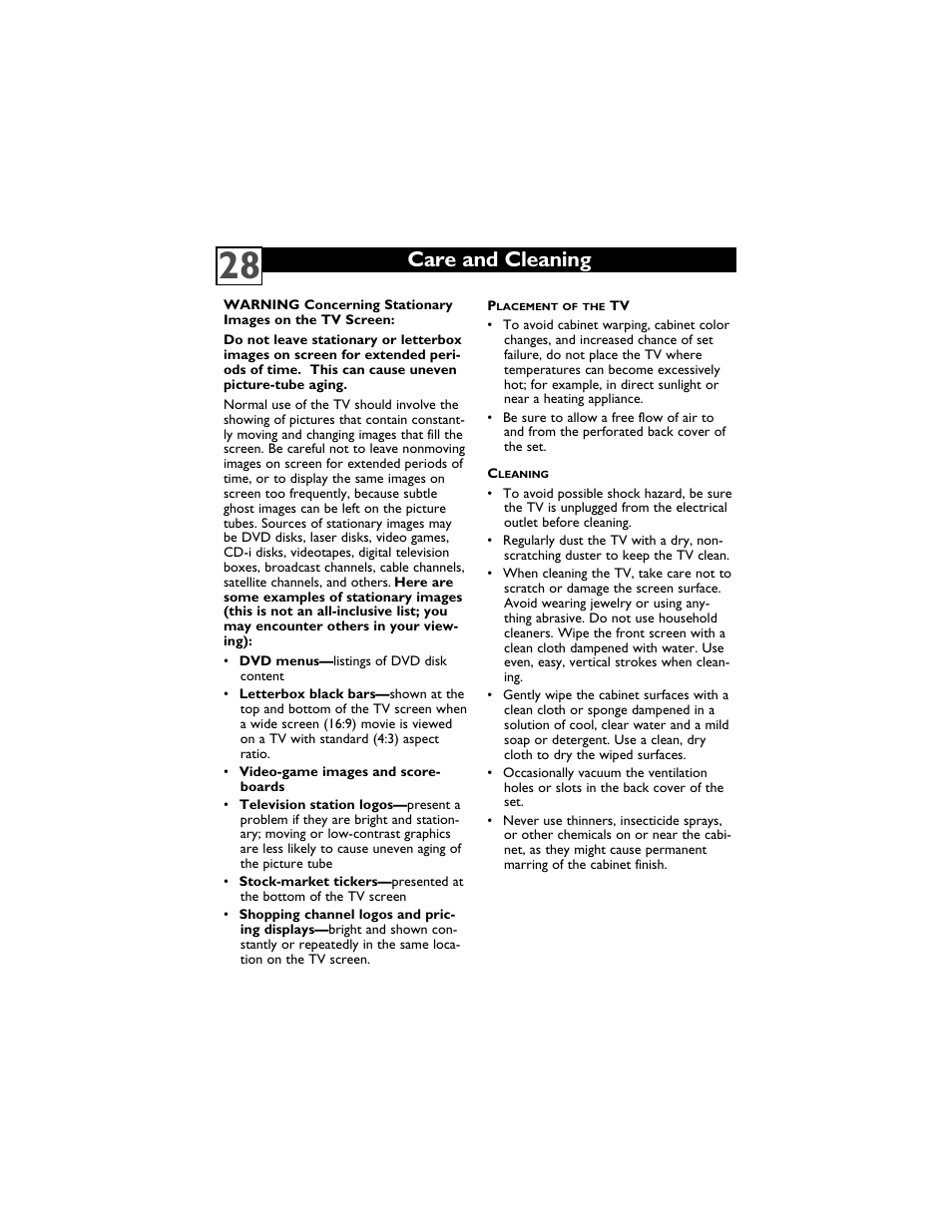 Care and cleaning | Philips Magnavox 13MT1432/17 User Manual | Page 32 / 34