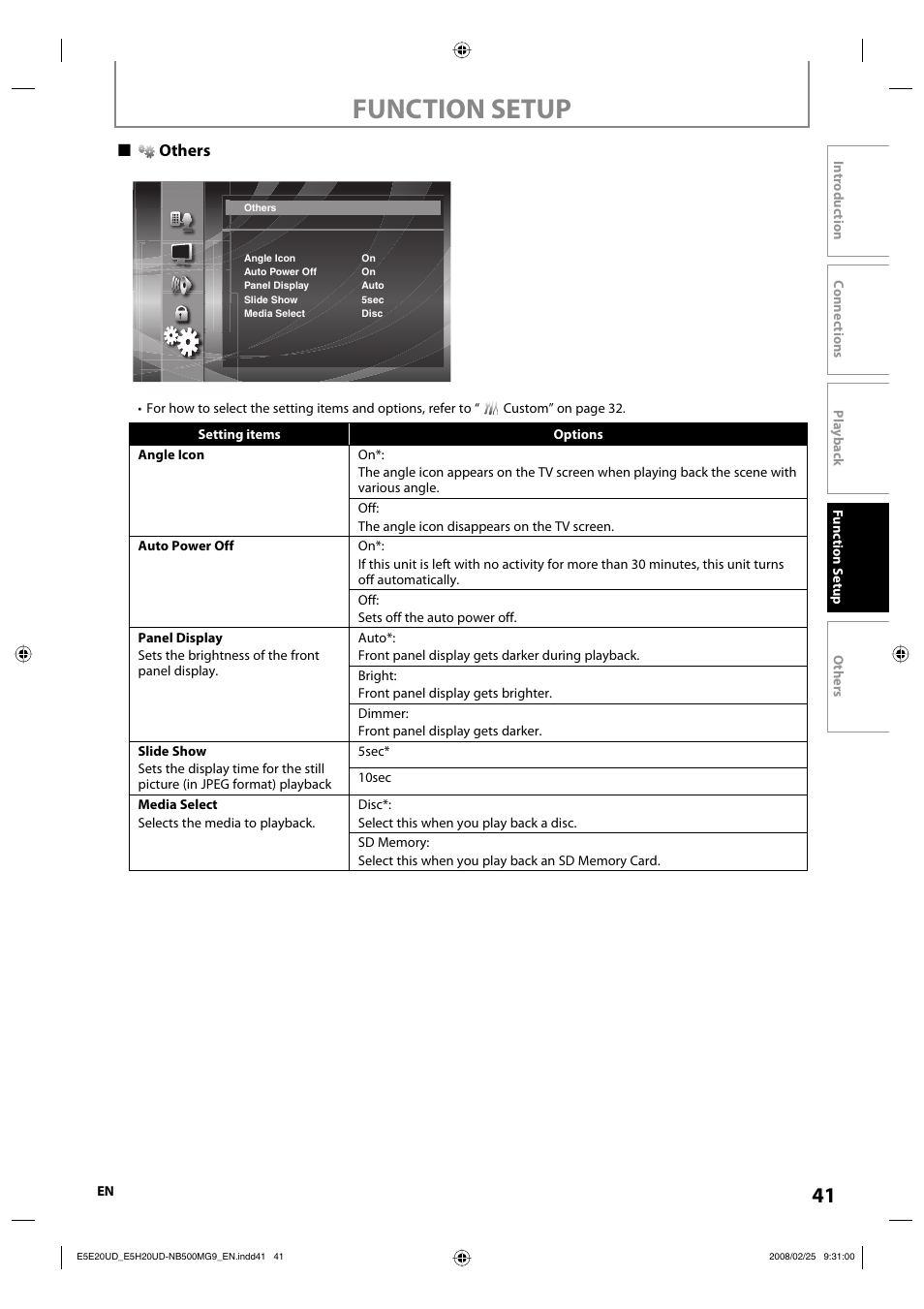 Function setup | Philips Magnavox NB500MG9 User Manual | Page 41 / 50