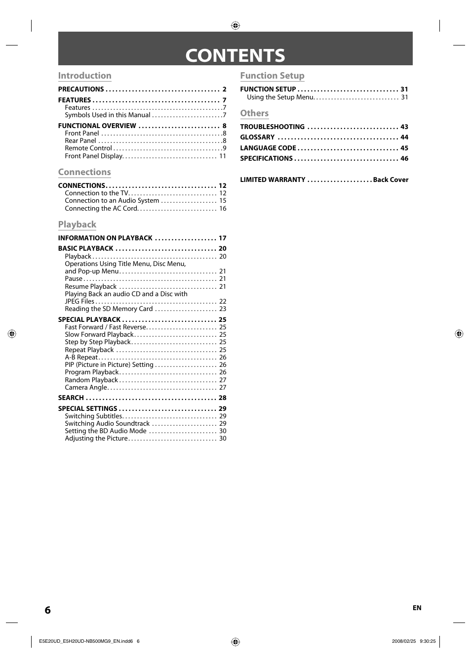 Philips Magnavox NB500MG9 User Manual | Page 6 / 50