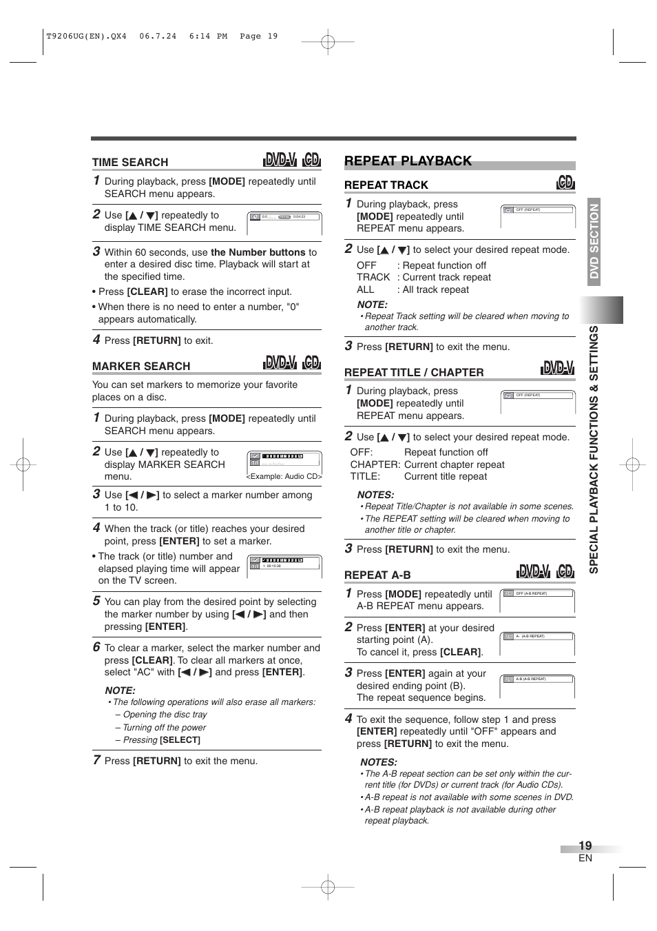 Repeat playback | Philips Magnavox MWC20D6 User Manual | Page 19 / 36