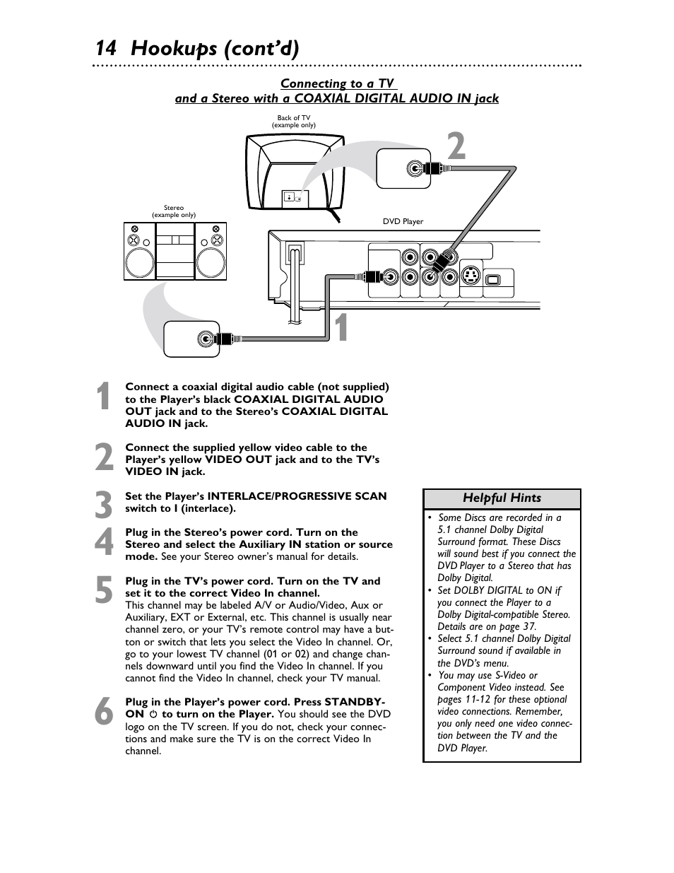 14 hookups (cont’d) | Philips Magnavox MDV453 User Manual | Page 14 / 48