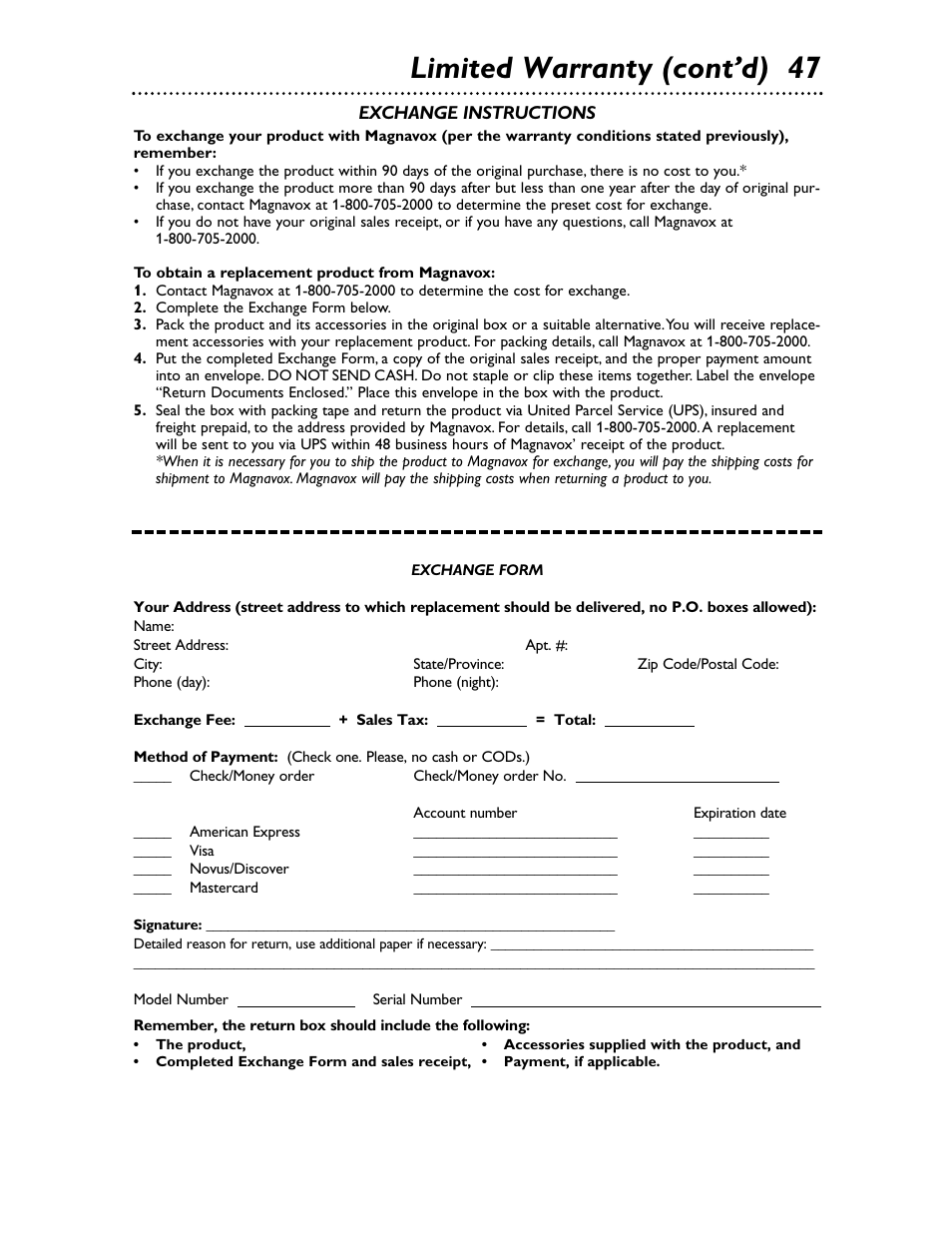 Limited warranty (cont’d) 47 | Philips Magnavox MDV453 User Manual | Page 47 / 48