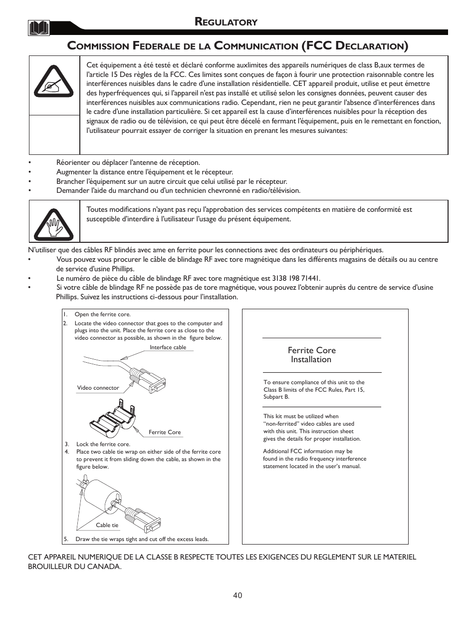 Fcc d | Philips Magnavox 32MF605W Series User Manual | Page 40 / 42