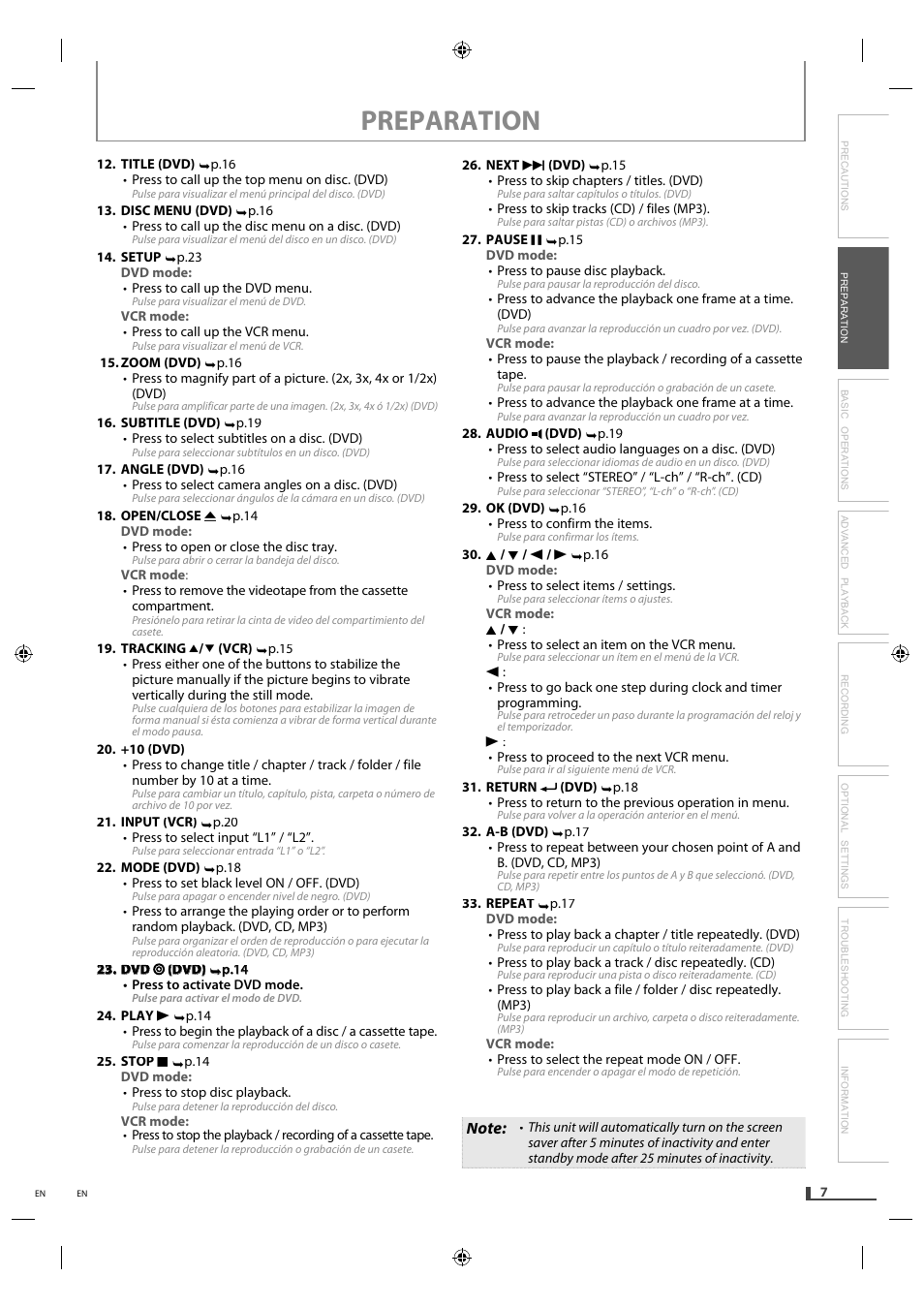 Preparation | Philips Magnavox DVD/CD Player with Video Cassette Recorder DV220MW9 User Manual | Page 7 / 28