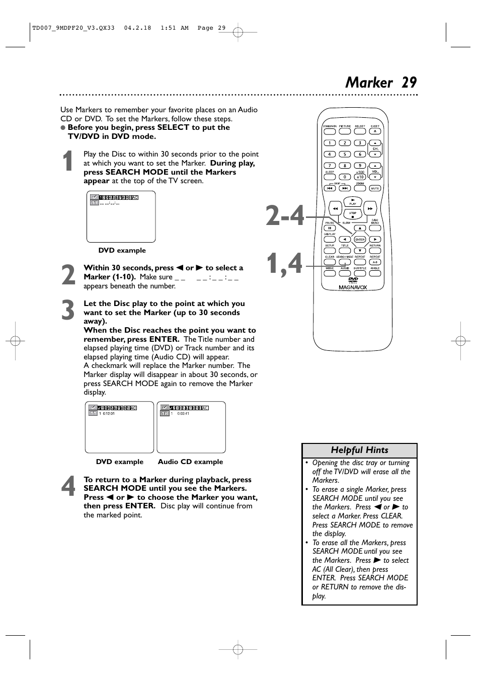 Marker 29 | Philips Magnavox 9MDPF20 User Manual | Page 29 / 52