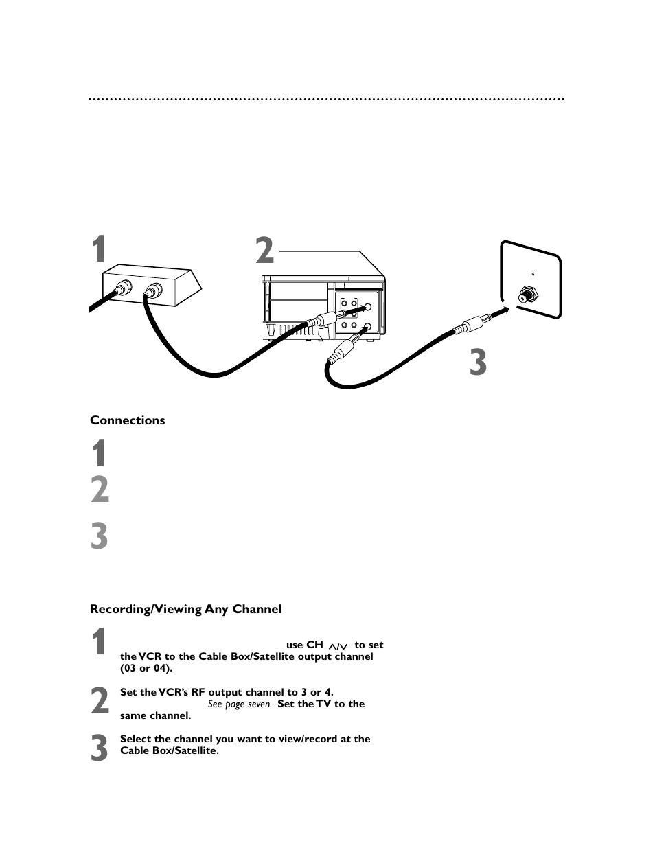 8 hookups with cable box/satellite | Philips Magnavox MVR450MG/17 User Manual | Page 8 / 47