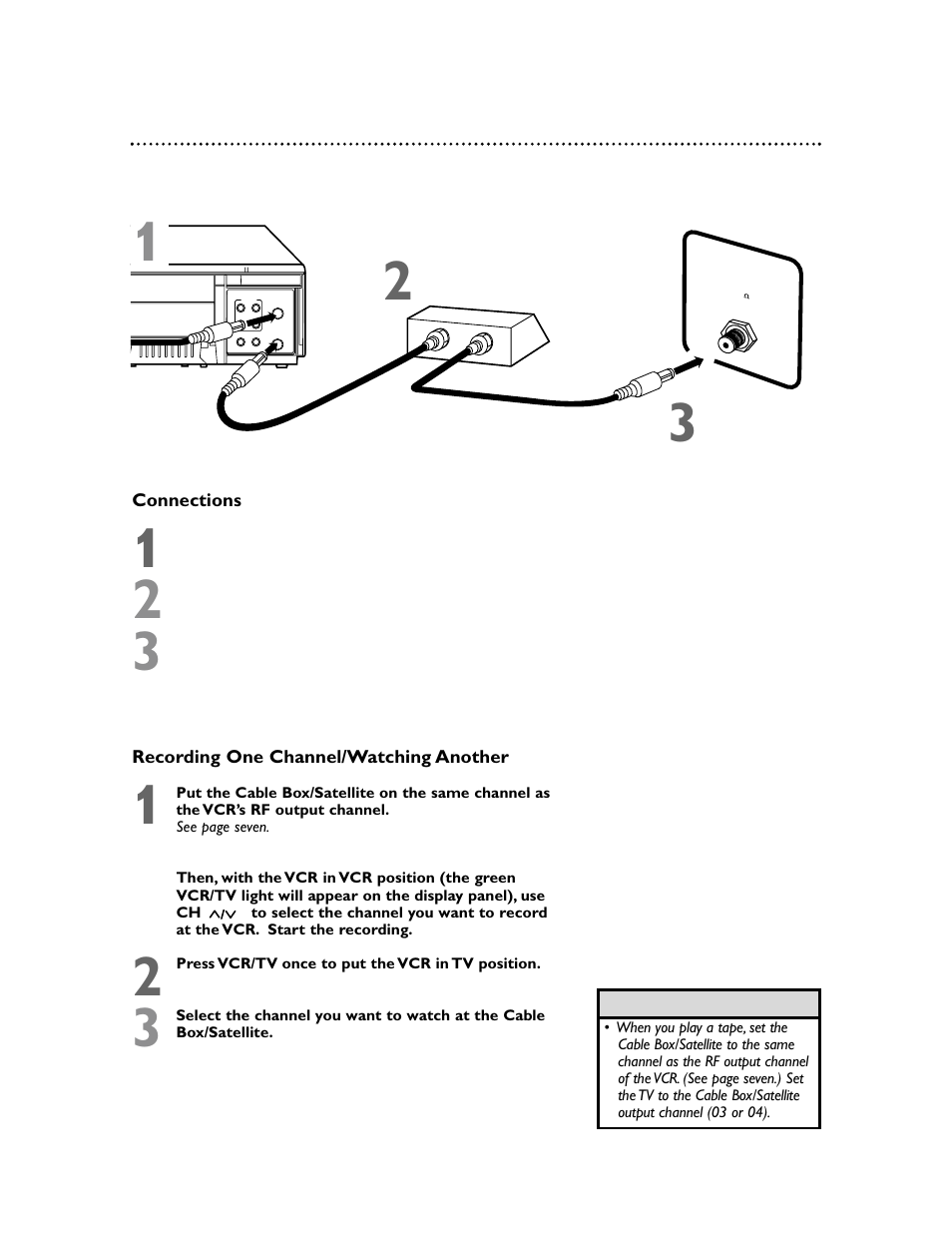 Hookups with cable box/satellite (cont’d) 9 | Philips Magnavox MVR450MG/17 User Manual | Page 9 / 47