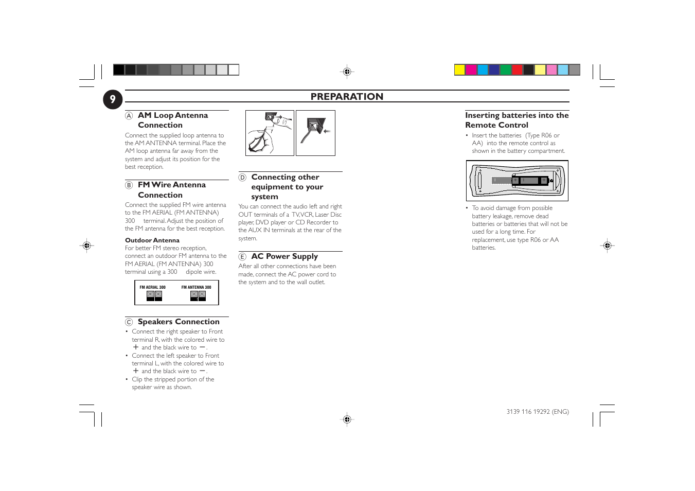 Preparation | Philips FWC1C37 User Manual | Page 9 / 28