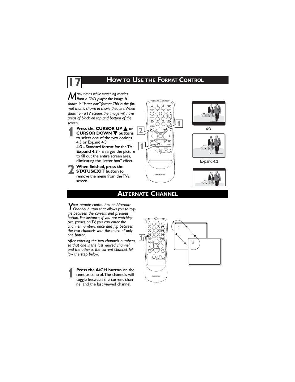 Ow to, Se the, Ormat | Ontrol, Lternate, Hannel | Philips Magnavox 32MT3305/17 User Manual | Page 21 / 34