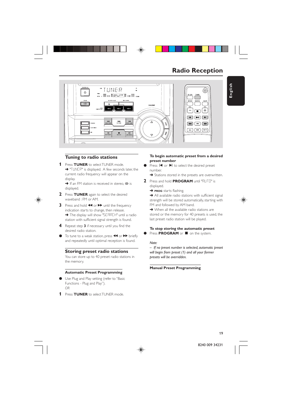 Radio reception | Philips Magnavox MAS-80 User Manual | Page 19 / 26