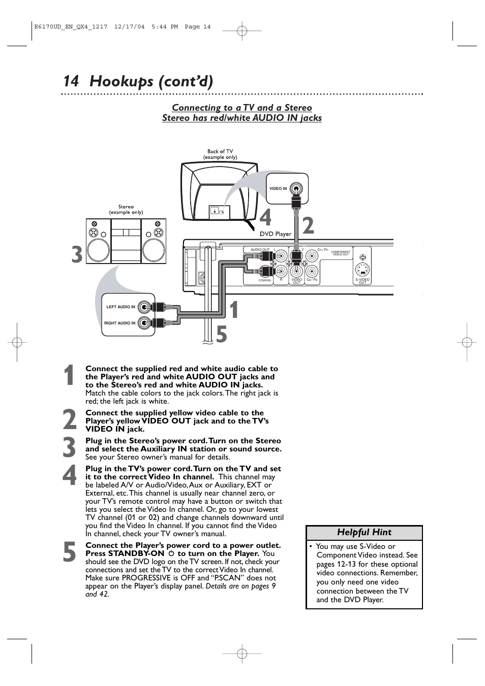 14 hookups (cont’d) | Philips Magnavox MDV456/17 User Manual | Page 14 / 56