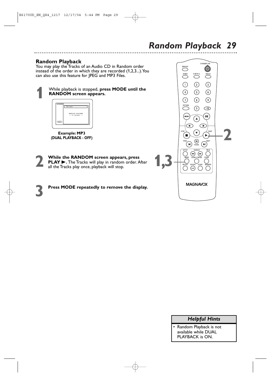 Random playback 29 | Philips Magnavox MDV456/17 User Manual | Page 29 / 56