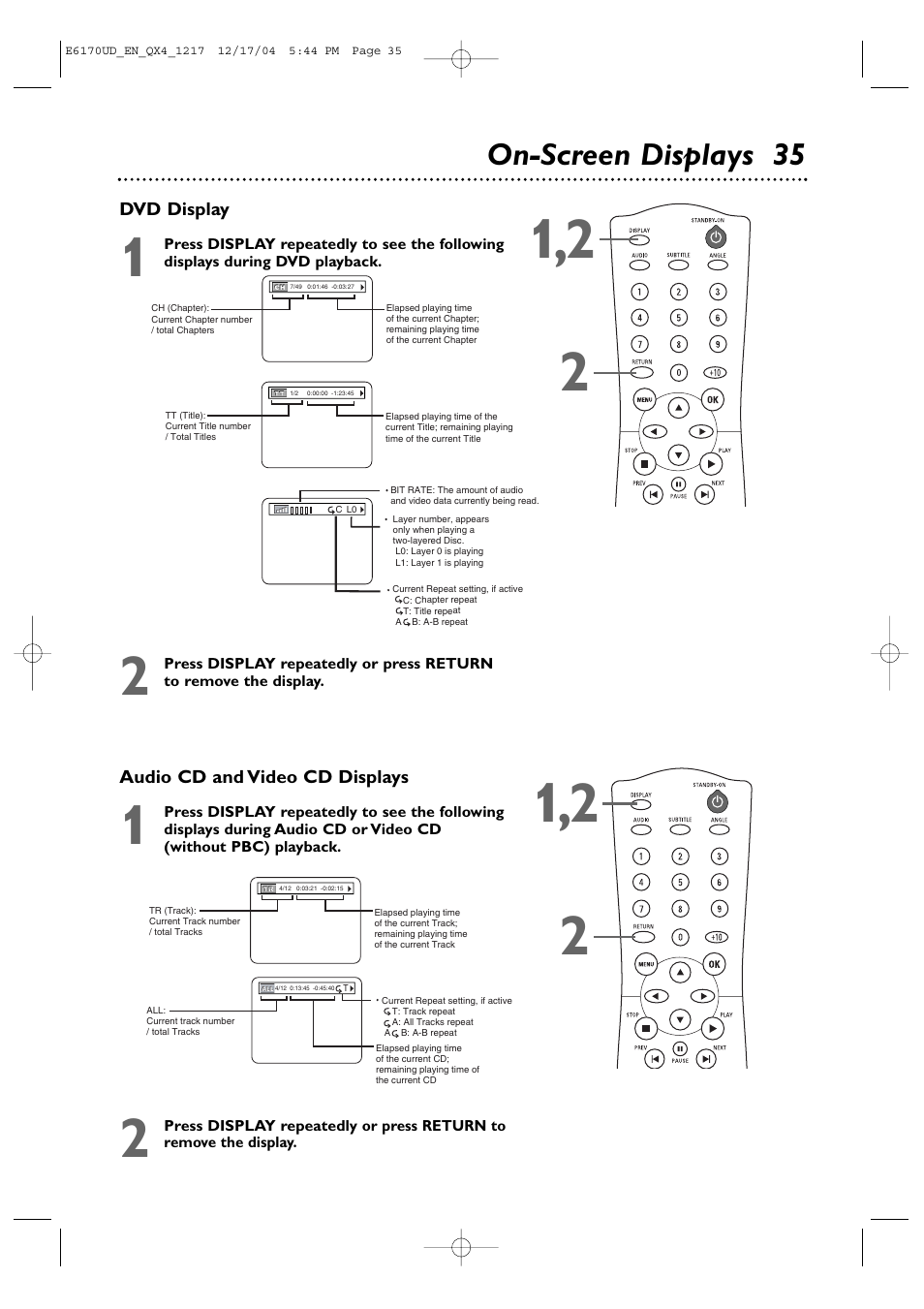 On-screen displays 35 | Philips Magnavox MDV456/17 User Manual | Page 35 / 56