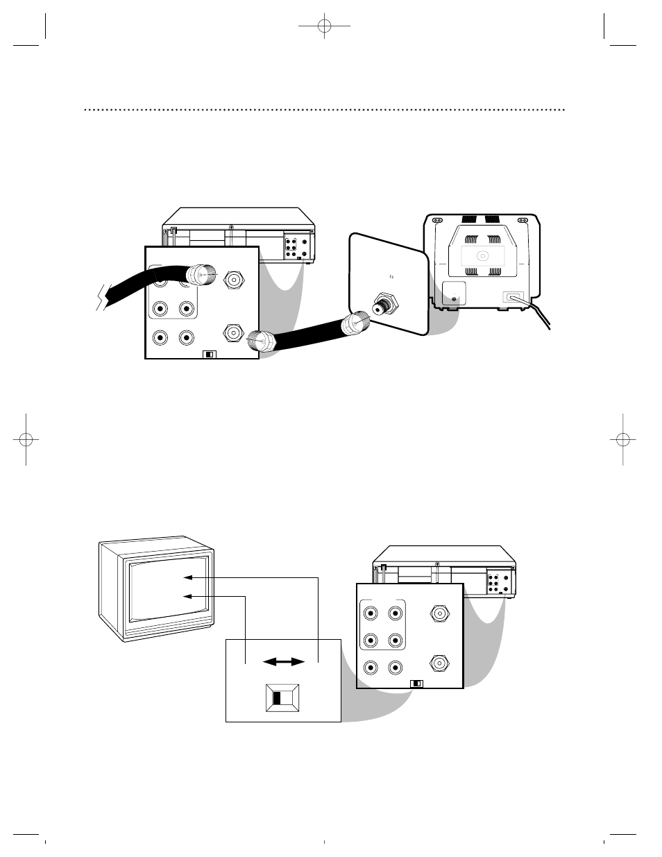 Ch3 ch4, Ch3 / ch4 switch, Plug in the tv and the vcr | Ch 4 or ch 3 | Philips Magnavox VRZ263AT User Manual | Page 7 / 56