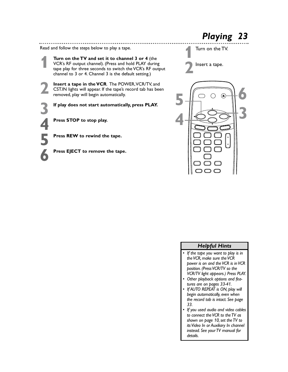 Playing 23 | Philips Magnavox MVR650MG/17 User Manual | Page 23 / 48