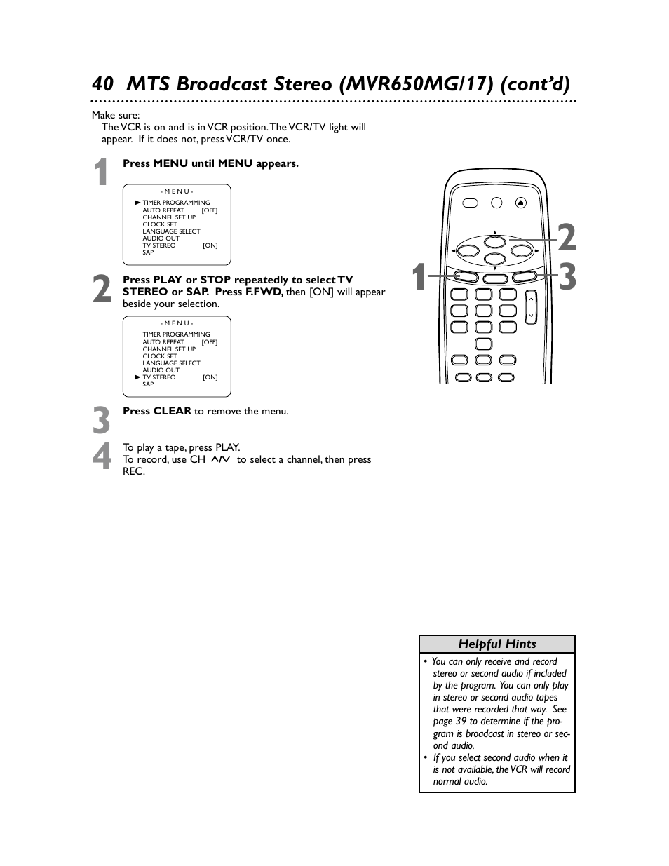 Philips Magnavox MVR650MG/17 User Manual | Page 40 / 48