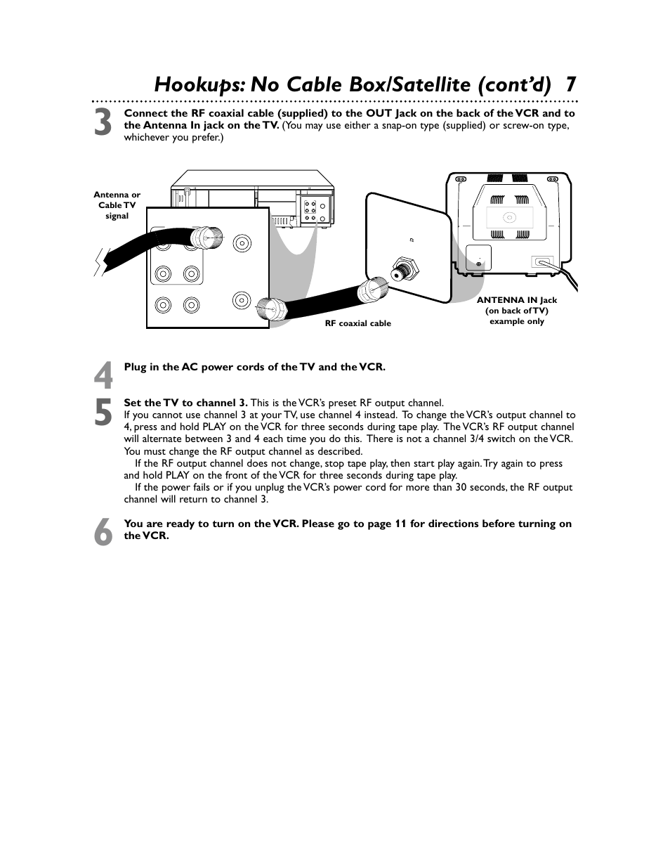 Hookups: no cable box/satellite (cont’d) 7 | Philips Magnavox MVR650MG/17 User Manual | Page 7 / 48