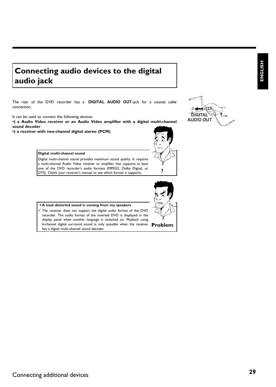Connecting audio devices to the digital audio jack, Connecting additional devices | Philips Magnavox MDV630R User Manual | Page 31 / 88