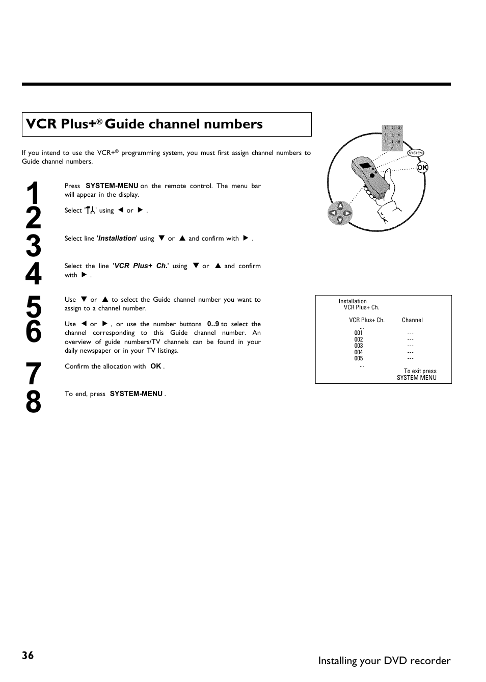 Vcr plus, Guide channel numbers | Philips Magnavox MDV630R User Manual | Page 38 / 88