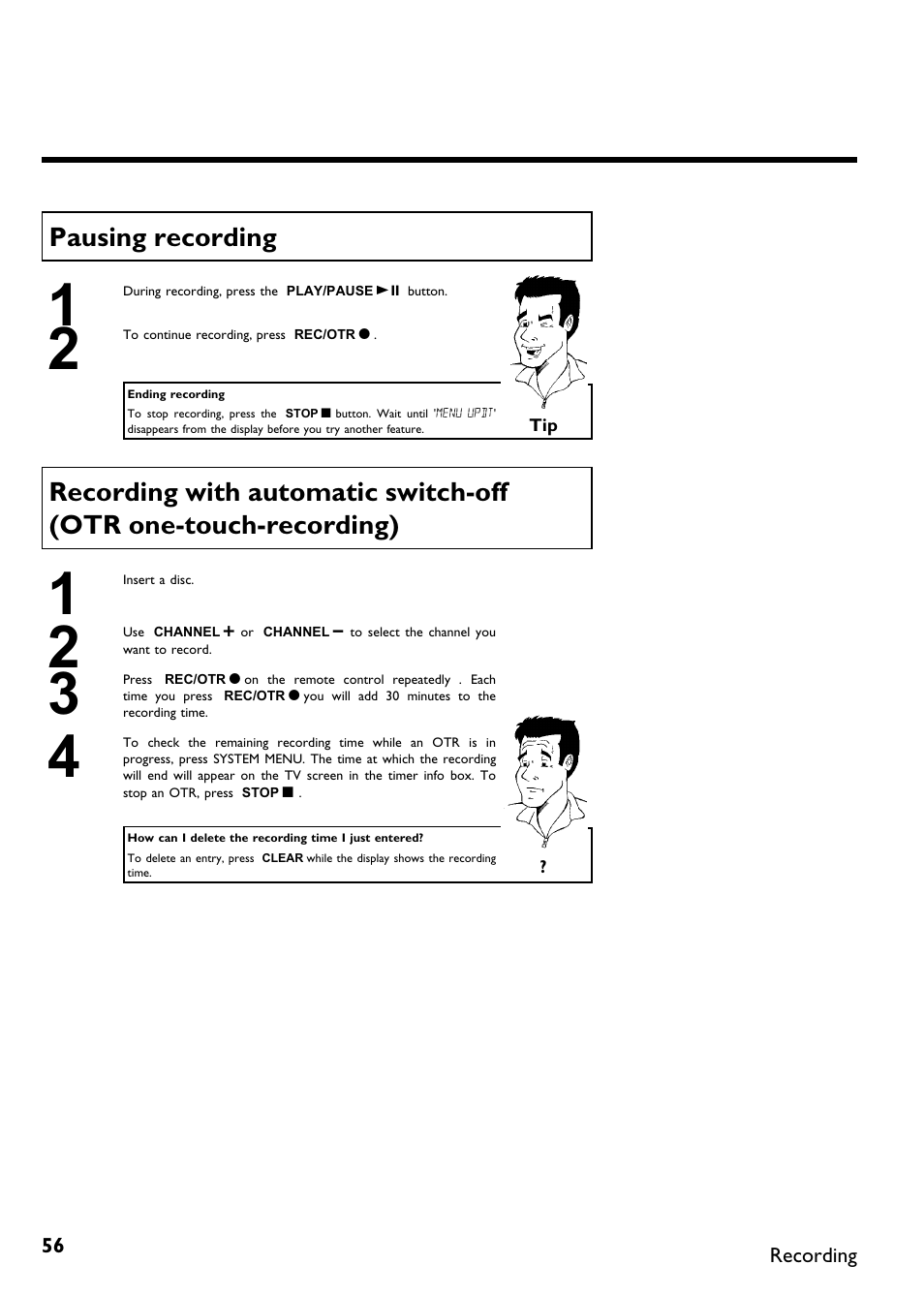 Pausing recording | Philips Magnavox MDV630R User Manual | Page 58 / 88
