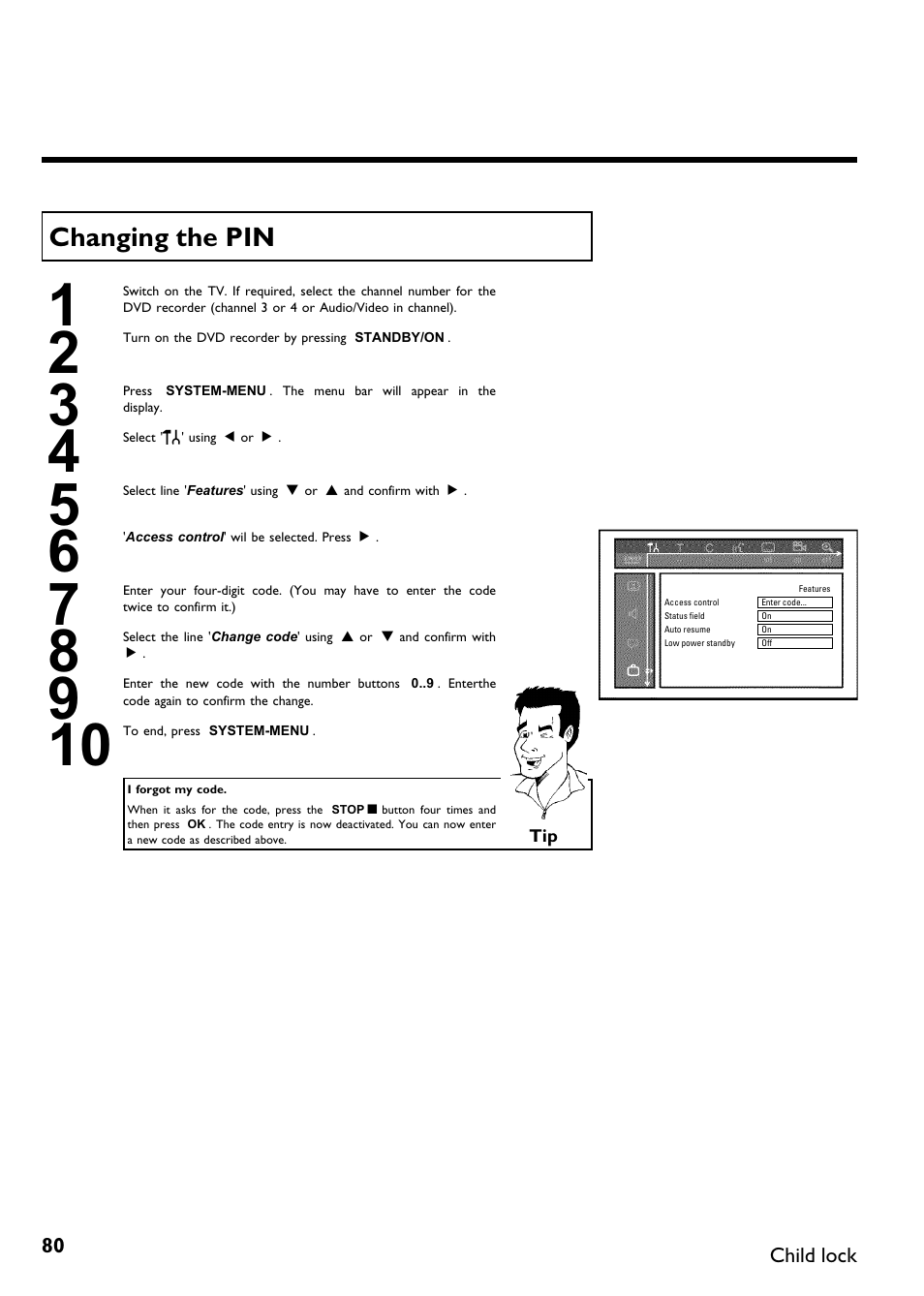 Changing the pin | Philips Magnavox MDV630R User Manual | Page 82 / 88