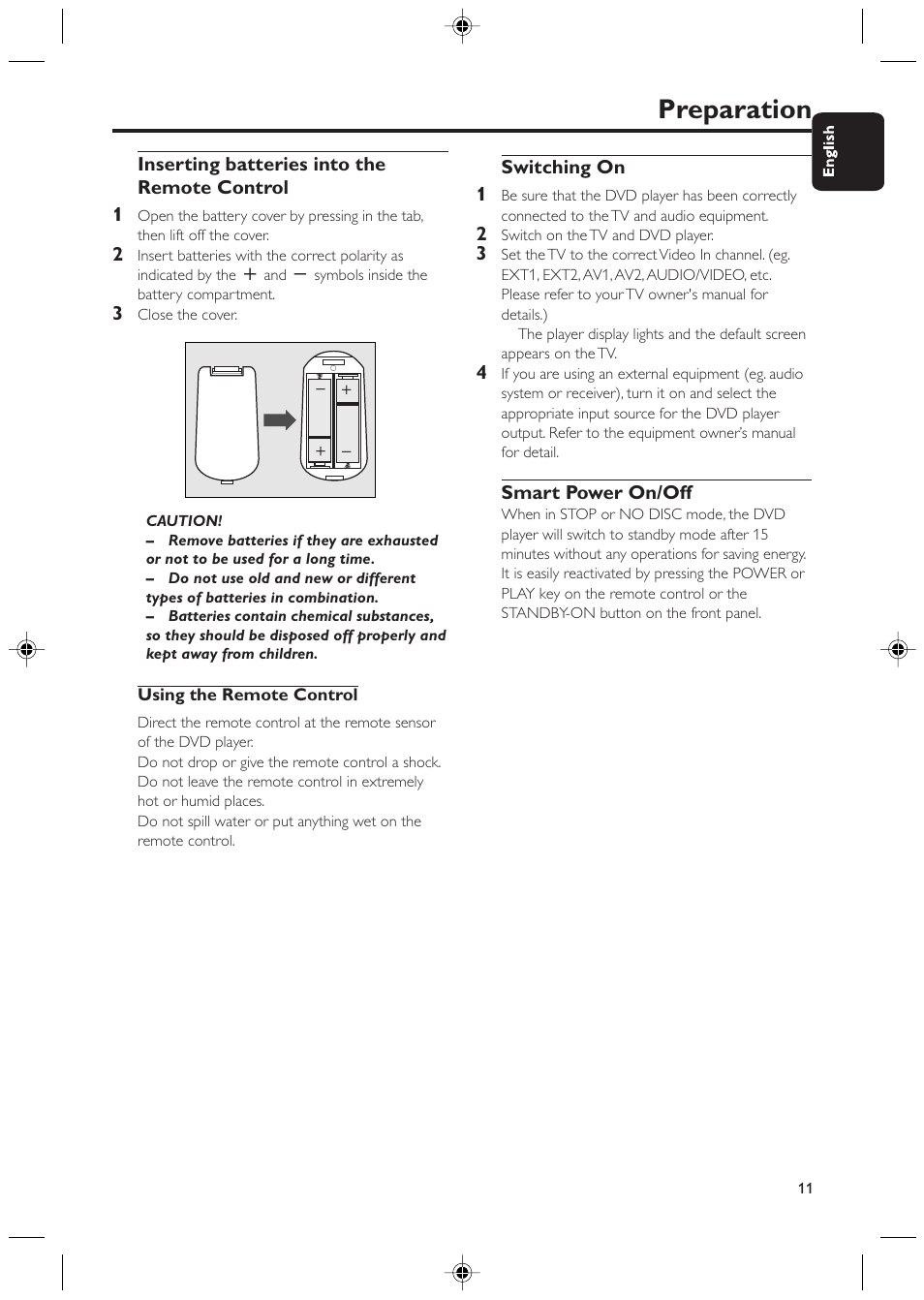 Preparation | Philips Magnavox 423 User Manual | Page 11 / 29