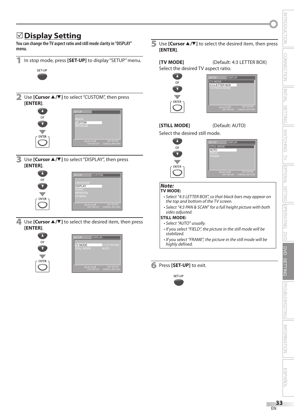 Display setting | Philips Magnavox CD130MW8 User Manual | Page 33 / 90