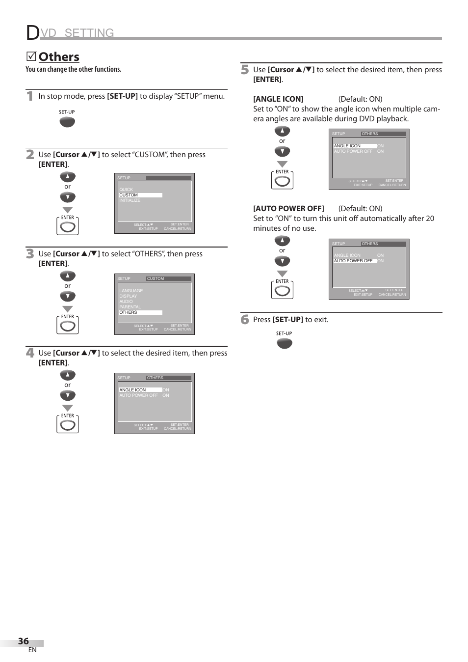 Vd setting, Others | Philips Magnavox CD130MW8 User Manual | Page 36 / 90