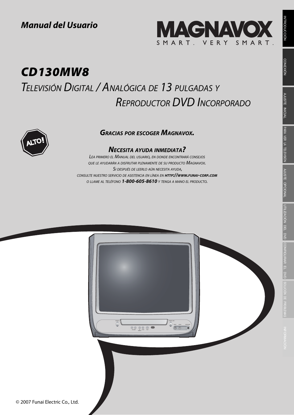 Cd130mw8 es.pdf, Cd130mw8 t, Dvd i | Manual del usuario, Elevisión, Igital, Nalógica, Pulgadas, Eproductor, Ncorporado | Philips Magnavox CD130MW8 User Manual | Page 49 / 90